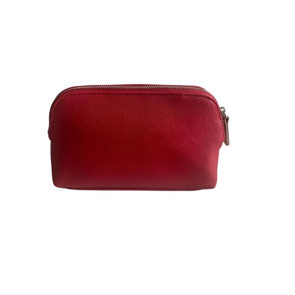 BRICS Red Leather Travel Cosmetic Makeup Toiletry Bag - Picture 5 of 8